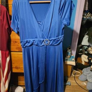 Chic Blue Maxi Dress with Heart Detail